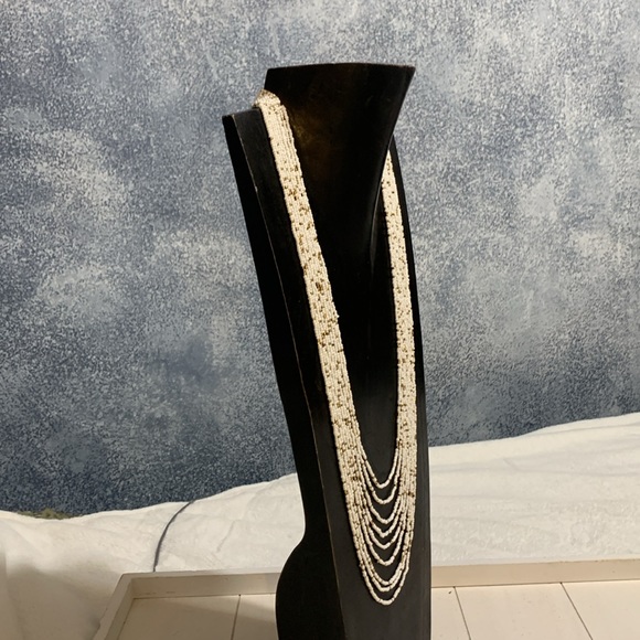 White gold beaded necklace multi strand 30-38” - Picture 3 of 10